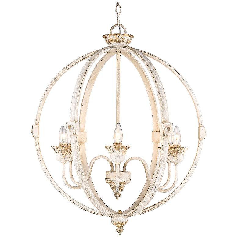 Image 3 Golden Lighting Jules 25 1/2" Antique Ivory 6-Light Orb Chandelier