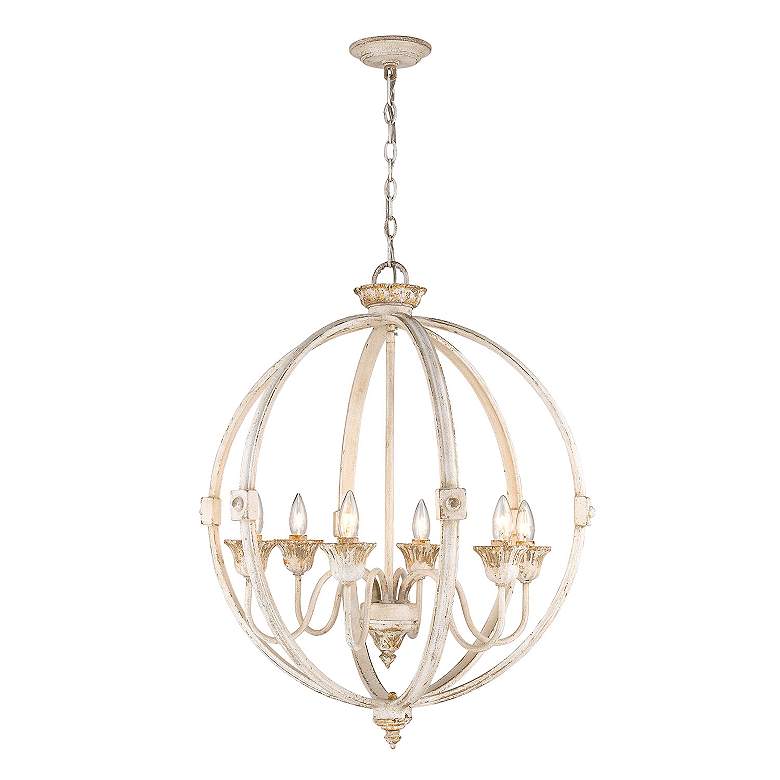 Image 4 Golden Lighting Jules 25 1/2" Antique Ivory 6-Light Orb Chandelier more views