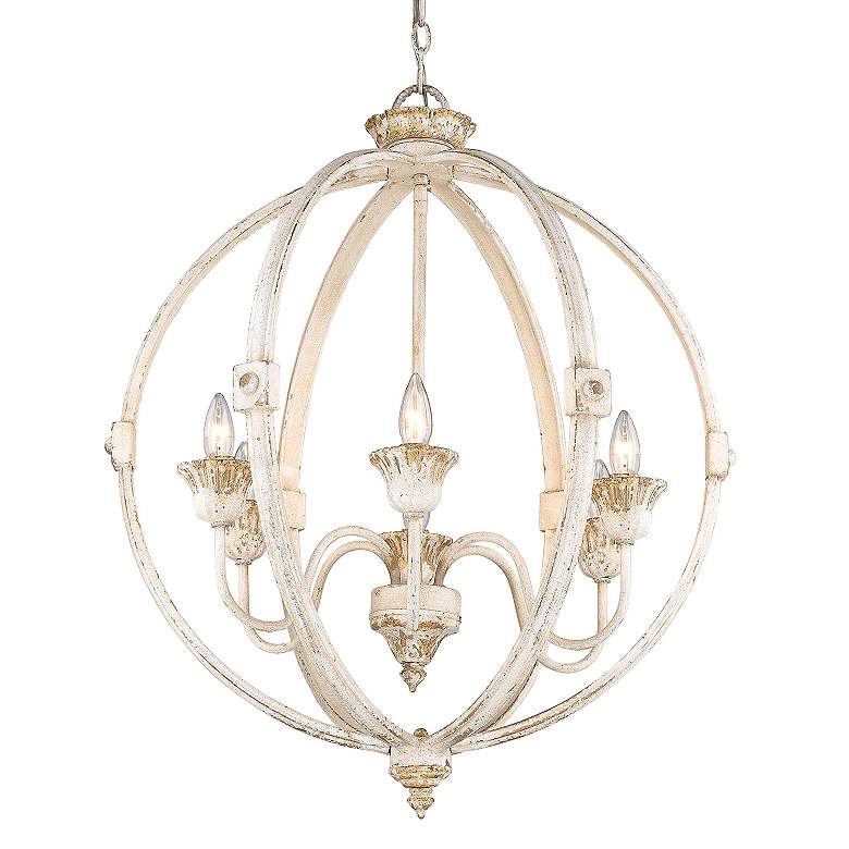 Image 5 Golden Lighting Jules 25 1/2" Antique Ivory 6-Light Orb Chandelier more views