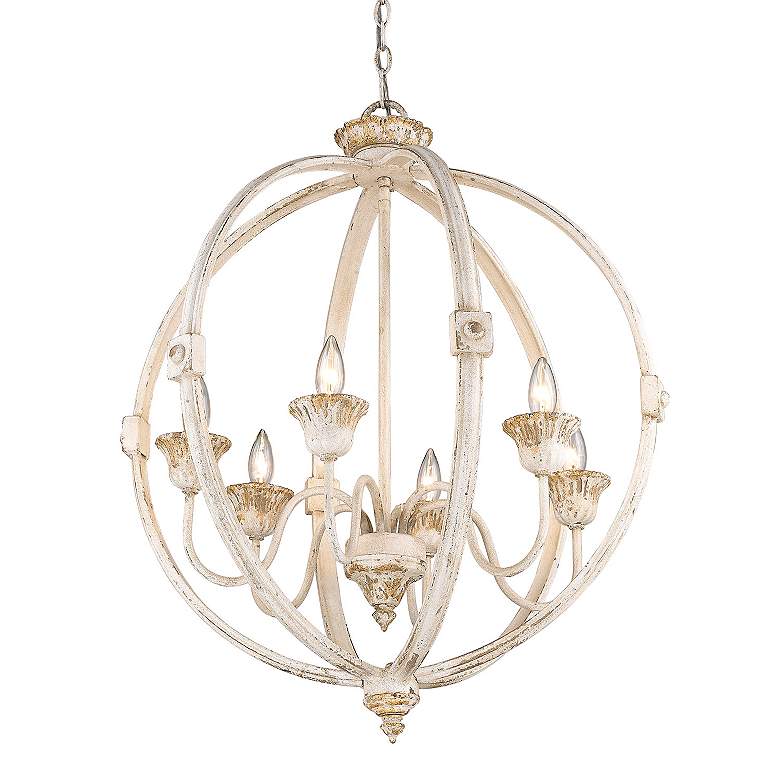 Image 6 Golden Lighting Jules 25 1/2" Antique Ivory 6-Light Orb Chandelier more views