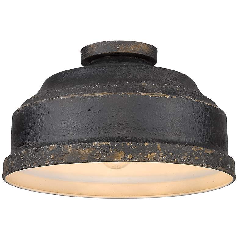 Image 2 Golden Lighting Keating 13 3/4" Wide Antique Black Iron Ceiling Light