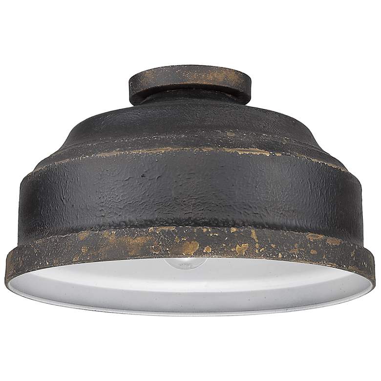 Image 4 Golden Lighting Keating 13 3/4" Wide Antique Black Iron Ceiling Light more views