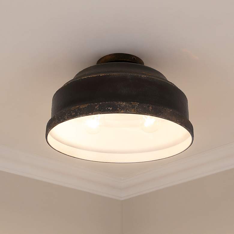 Image 5 Golden Lighting Keating 13 3/4" Wide Antique Black Iron Ceiling Light more views