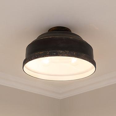 Golden Lighting Keating 13 3/4" Wide Antique Black Iron Ceiling Light