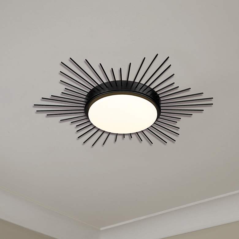 Image 2 Golden Lighting Kieran 18 1/4" Matte Black LED Sunburst Ceiling Light