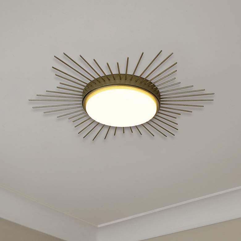 Image 2 Golden Lighting Kieran 18 1/4" White Gold LED Sunburst Ceiling Light