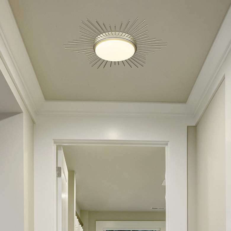 Image 7 Golden Lighting Kieran 18 1/4" White Gold LED Sunburst Ceiling Light more views