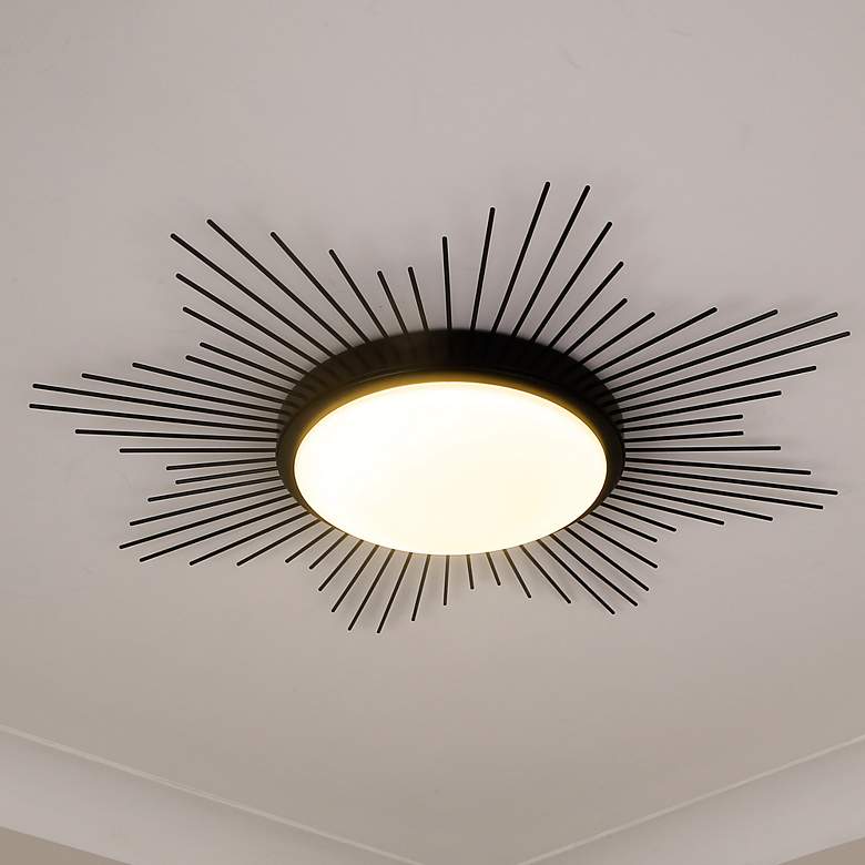 Image 1 Golden Lighting Kieran 24" Wide Matte Black Sunburst LED Ceiling Light