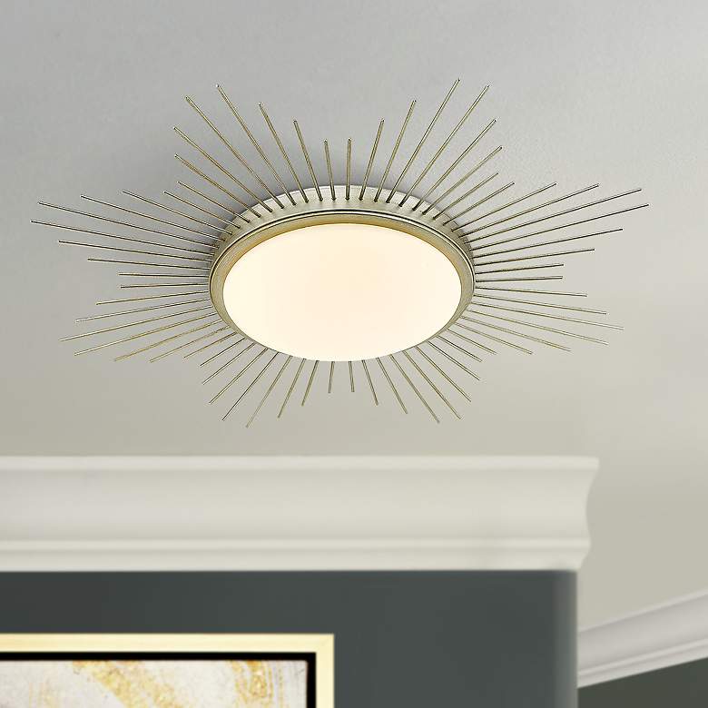 Image 1 Golden Lighting Kieran 24" Wide White Gold Sunburst LED Ceiling Light