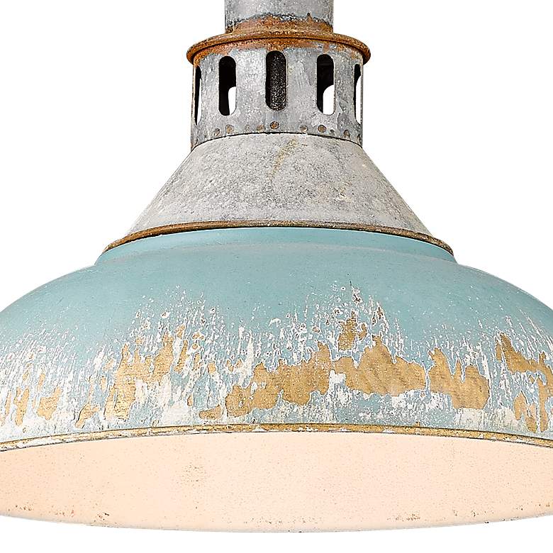 Image 2 Golden Lighting Kinsley 14" Aged Teal Shade Pendant Light more views