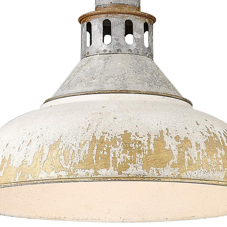 Image 3 Golden Lighting Kinsley 14" Antique Ivory Galvanized Steel Pendant more views