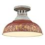 Thumbnail3 of Golden Lighting Kinsley 14" Galvanized Steel Antique Red Ceiling Light more views