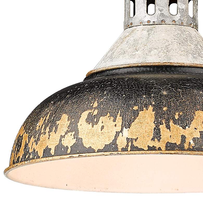 Image 3 Golden Lighting Kinsley 14" Rustic Aged Galvanized Steel Pendant more views