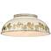 Golden Lighting Kinsley 14" Wide Aged Steel Ivory Ceiling Light