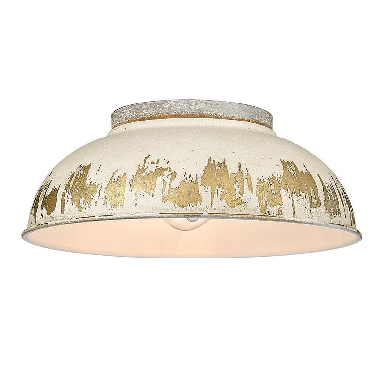 Image 2 Golden Lighting Kinsley 14" Wide Aged Steel Ivory Ceiling Light more views