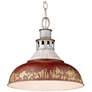 2_Golden Lighting Kinsley 14" Wide Galvanized Antique Red Pendant Light