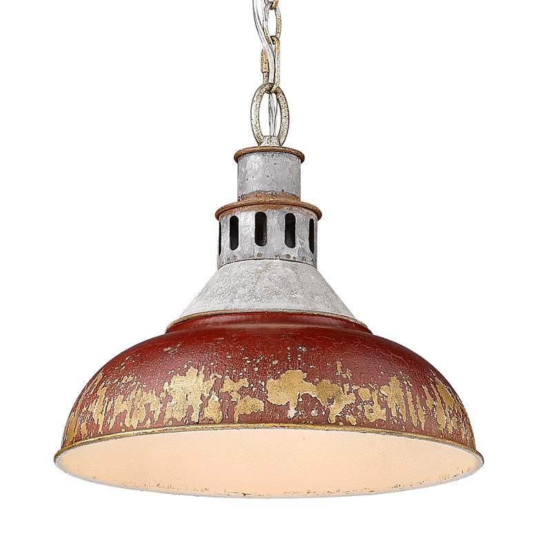 Image 4 Golden Lighting Kinsley 14" Wide Galvanized Antique Red Pendant Light more views