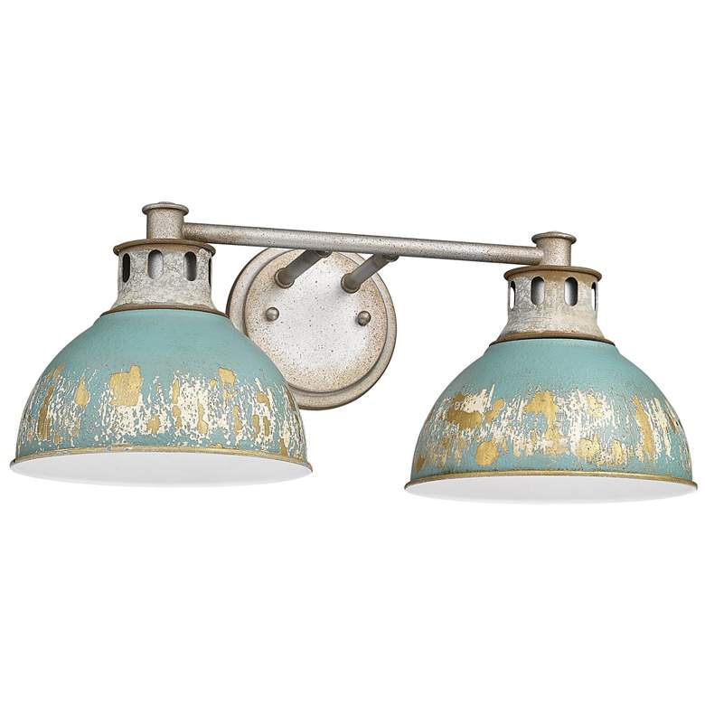 Image 1 Golden Lighting Kinsley 19 1/4" Wide 2-Light Antique Teal Bath Light