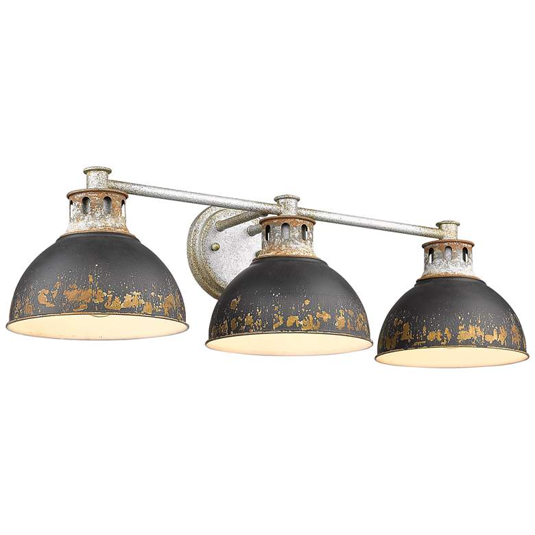 Image 2 Golden Lighting Kinsley 29" Steel and Black Iron 3-Light Bath Light