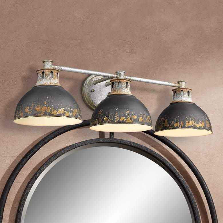 Image 1 Golden Lighting Kinsley 29" Steel and Black Iron 3-Light Bath Light