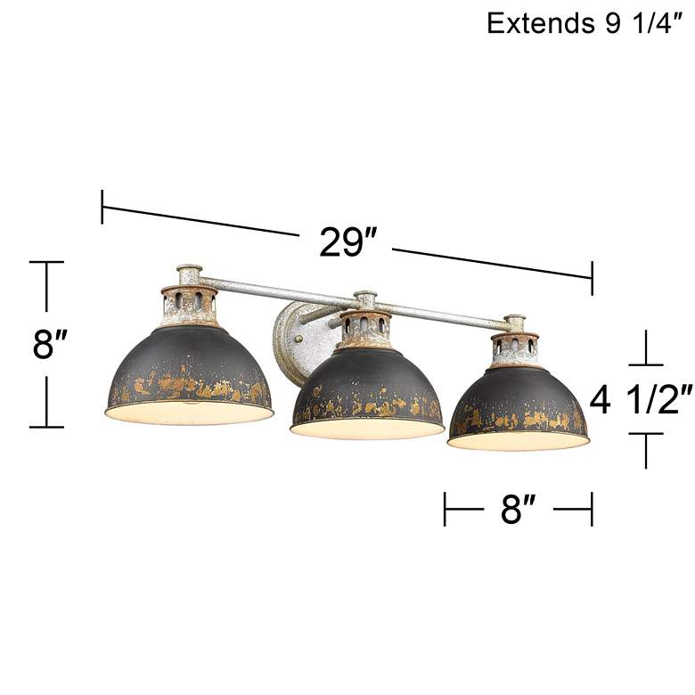 Image 4 Golden Lighting Kinsley 29" Steel and Black Iron 3-Light Bath Light more views