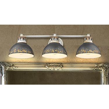 Golden Lighting Kinsley 29" Steel and Black Iron 3-Light Bath Light