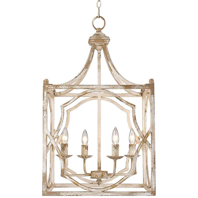 Image 1 Golden Lighting Laurent 18 inch Wide Antique Ivory 4-Light Pendant