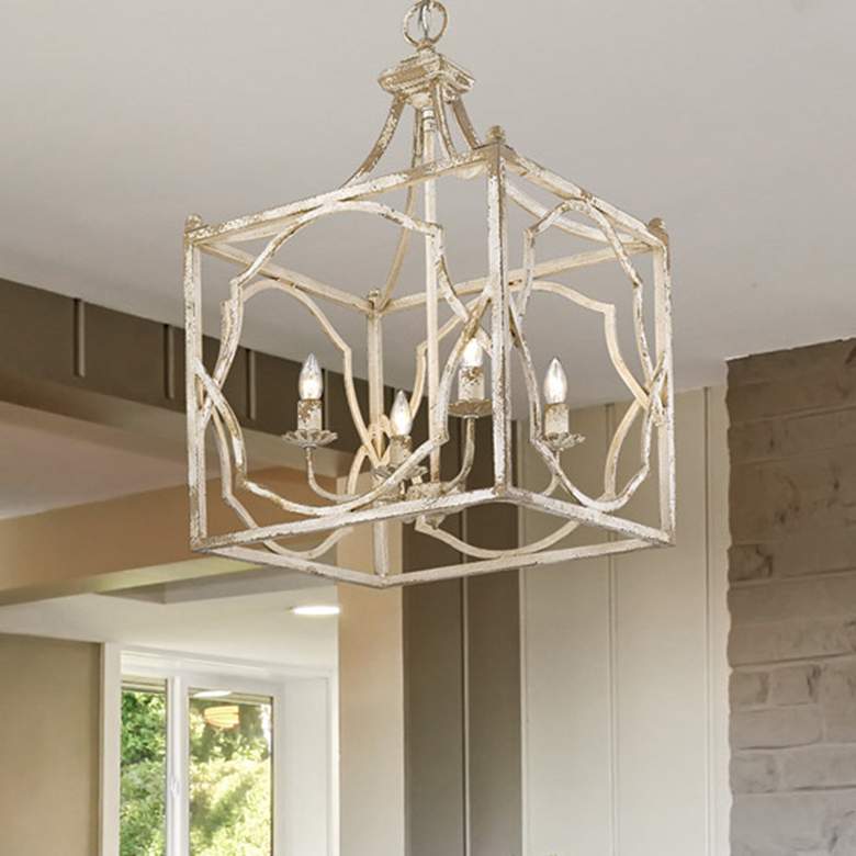 Image 1 Golden Lighting Laurent 18" Wide Antique Ivory 4-Light Pendant