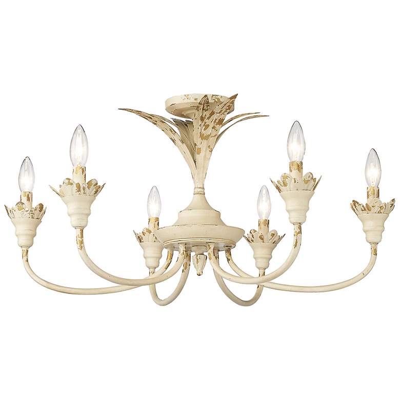 Image 2 Golden Lighting Lillianne 28 1/2" Wide Semi-flush in Antique Ivory