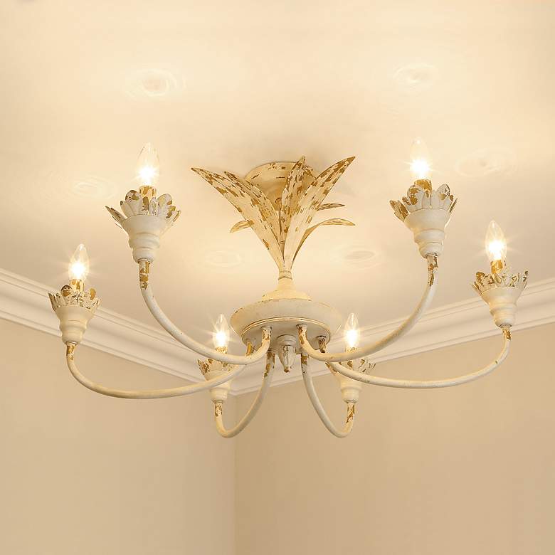 Image 6 Golden Lighting Lillianne 28 1/2" Wide Semi-flush in Antique Ivory more views