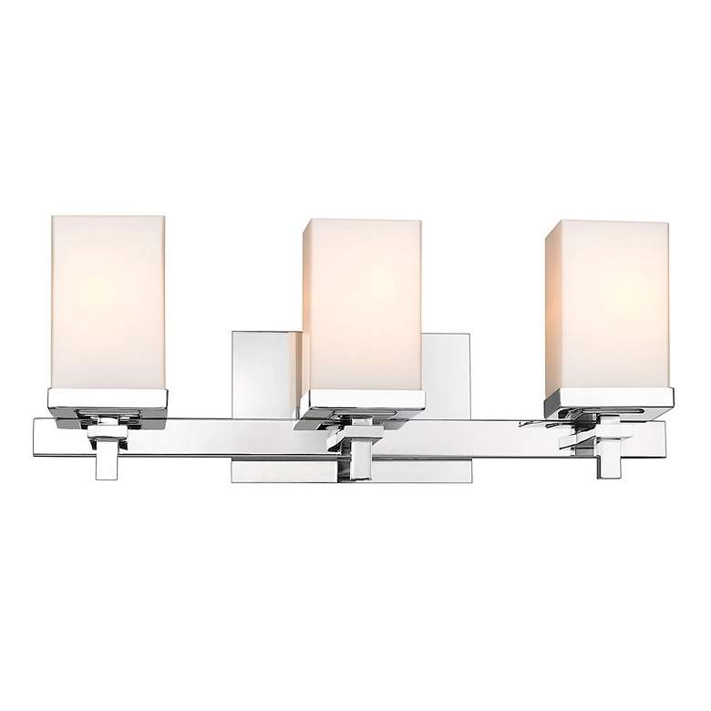 Image 3 Golden Lighting Maddox 19 1/2" Chrome Opal Glass 3-Light Bath Light more views