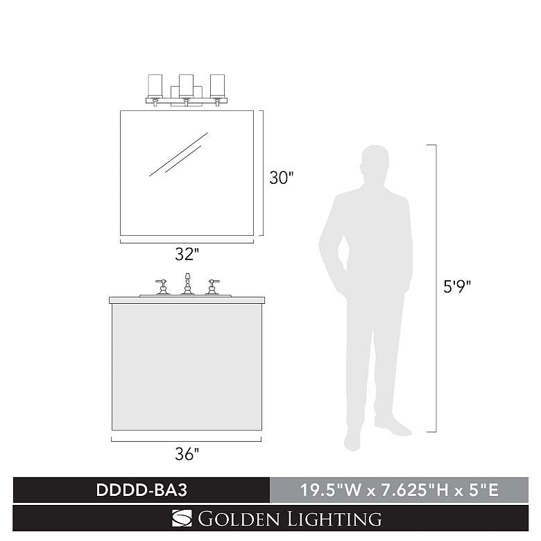 Image 5 Golden Lighting Maddox 19 1/2" Chrome Opal Glass 3-Light Bath Light more views