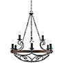 Golden Lighting Madera 34 1/2" Wood and Forged Metal Scroll Chandelier
