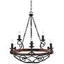 Golden Lighting Madera 34 1/2" Wood and Forged Metal Scroll Chandelier