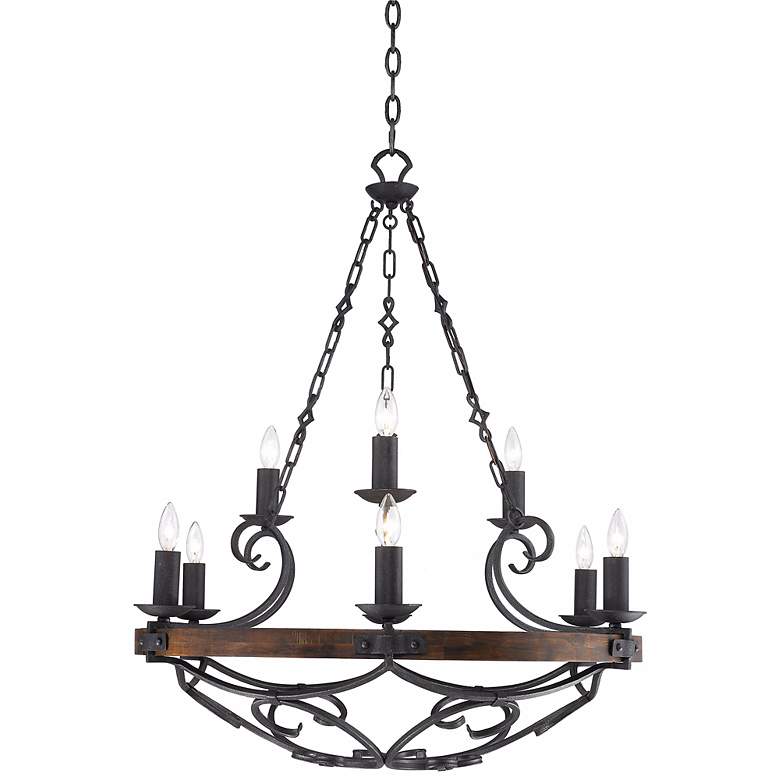 Image 5 Golden Lighting Madera 34 1/2" Wood and Forged Metal Scroll Chandelier more views