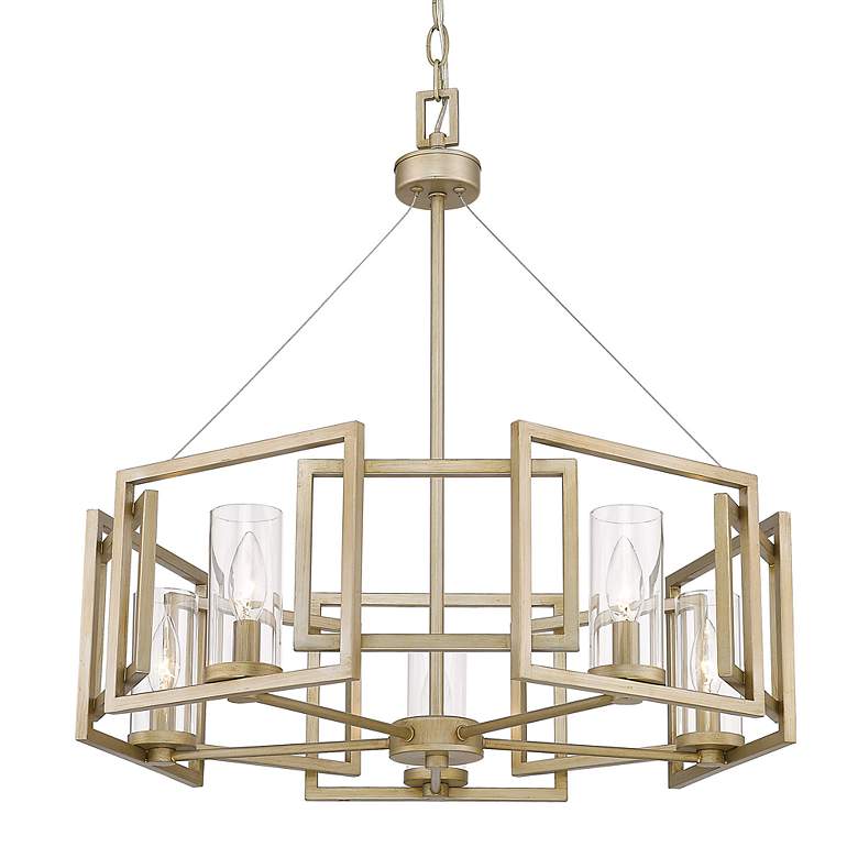 Image 5 Golden Lighting Marco 24 1/2" White Gold 5-Light Crystal Chandelier more views