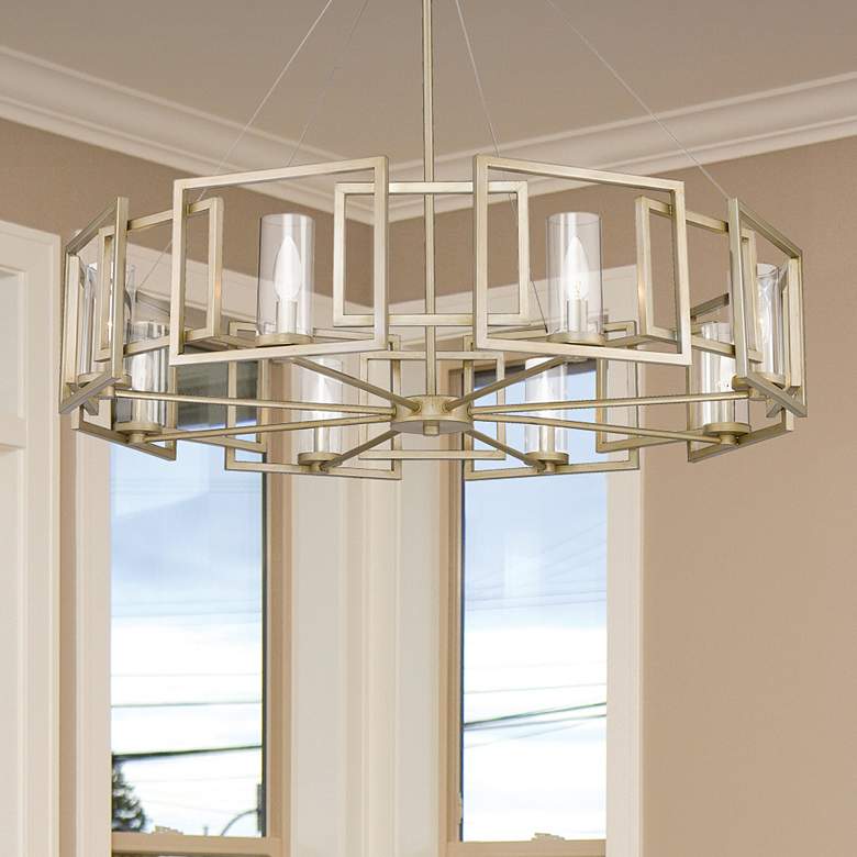 Image 1 Golden Lighting Marco 35 1/2" Wide White Gold 8-Light Chandelier