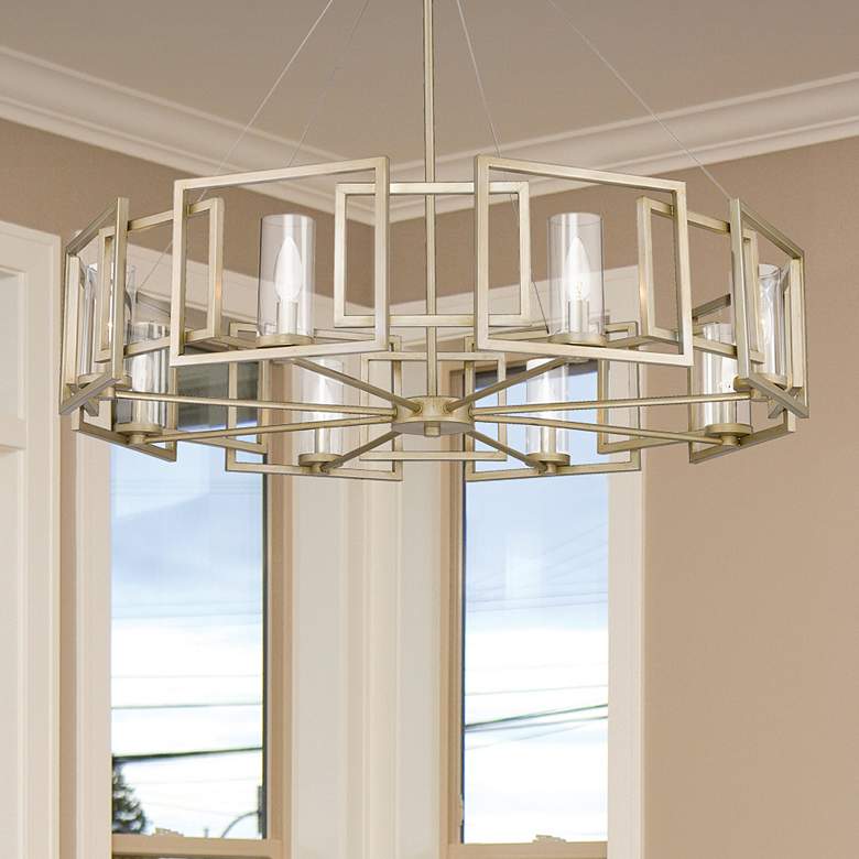 Image 1 Golden Lighting Marco 35 1/2 inch Wide White Gold 8-Light Chandelier