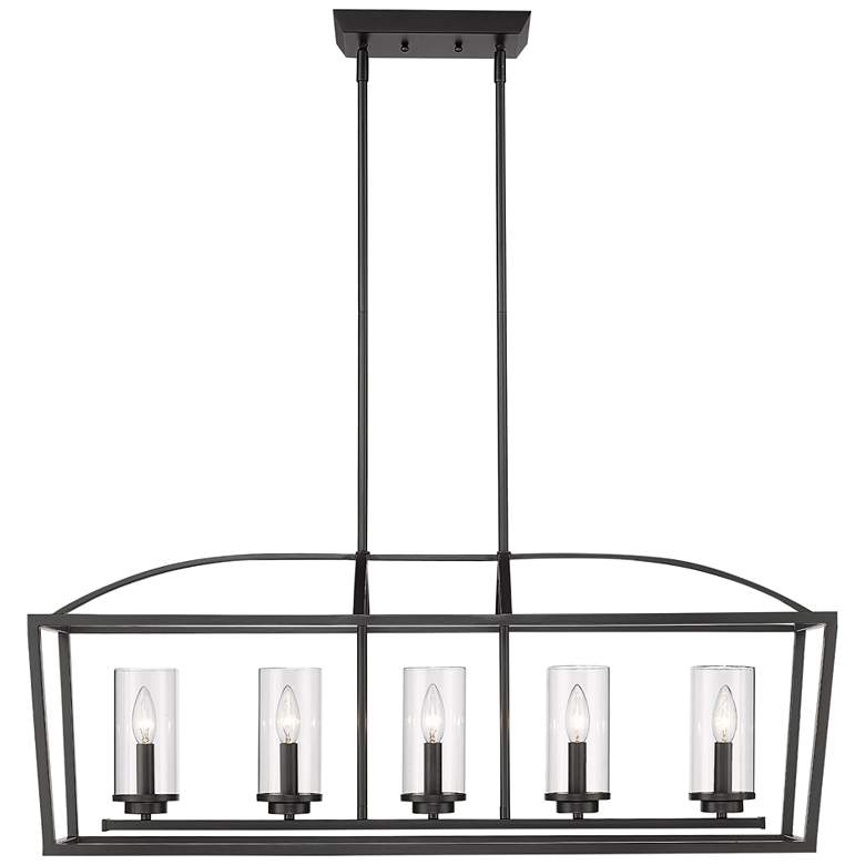 Image 4 Golden Lighting Mercer 38 1/4" Matte Black 5-Light Island Pendant more views