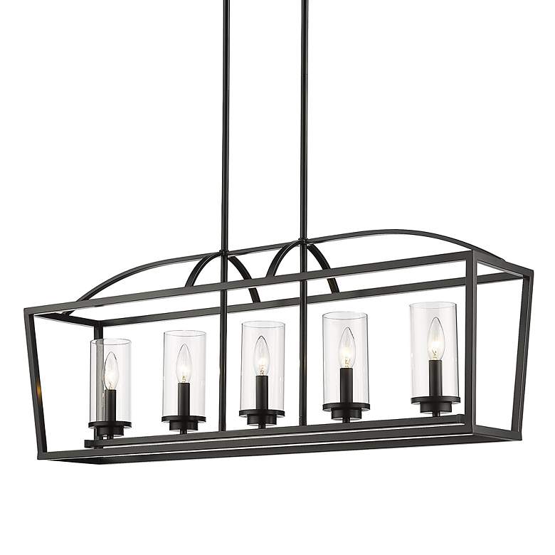 Image 5 Golden Lighting Mercer 38 1/4" Matte Black 5-Light Island Pendant more views