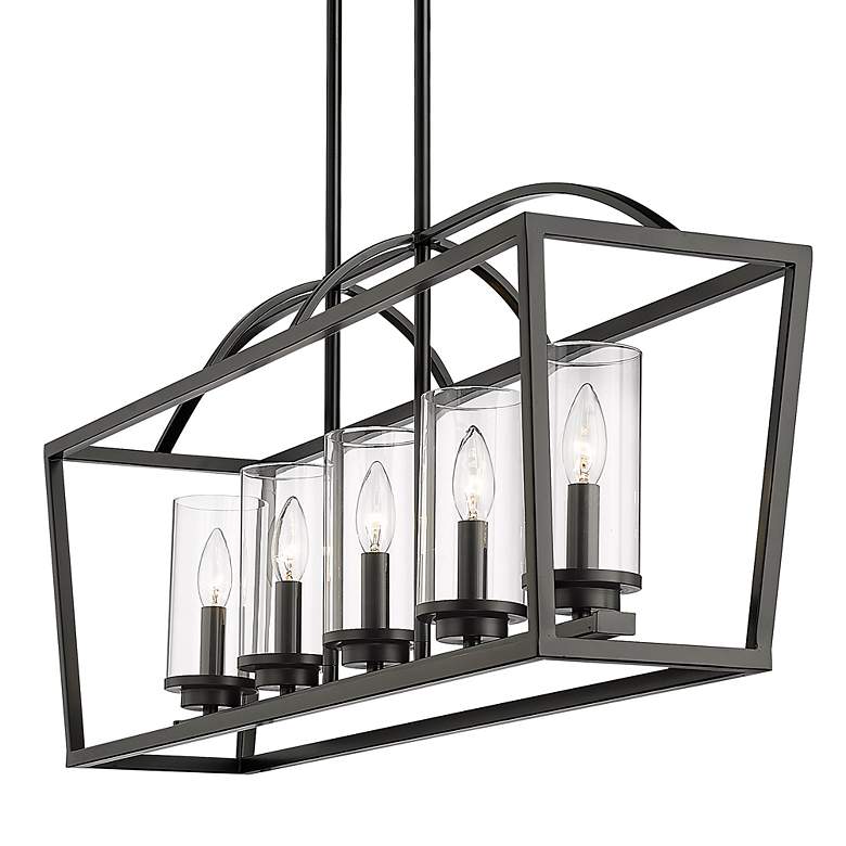 Image 6 Golden Lighting Mercer 38 1/4" Matte Black 5-Light Island Pendant more views