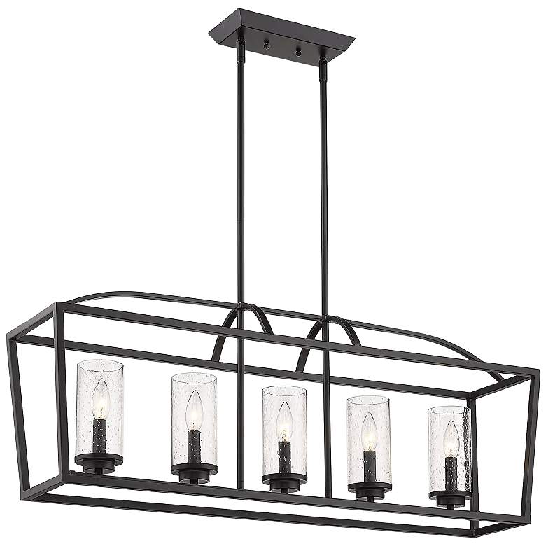 Image 3 Golden Lighting Mercer 38 1/4" Wide Black Metal 5-Light Linear Pendant