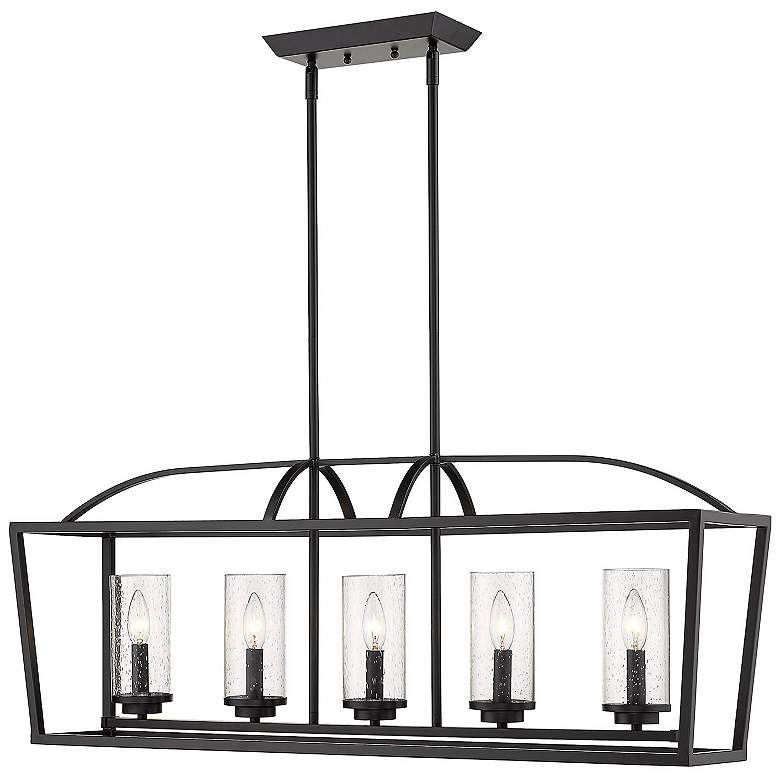 Image 6 Golden Lighting Mercer 38 1/4" Wide Black Metal 5-Light Linear Pendant more views