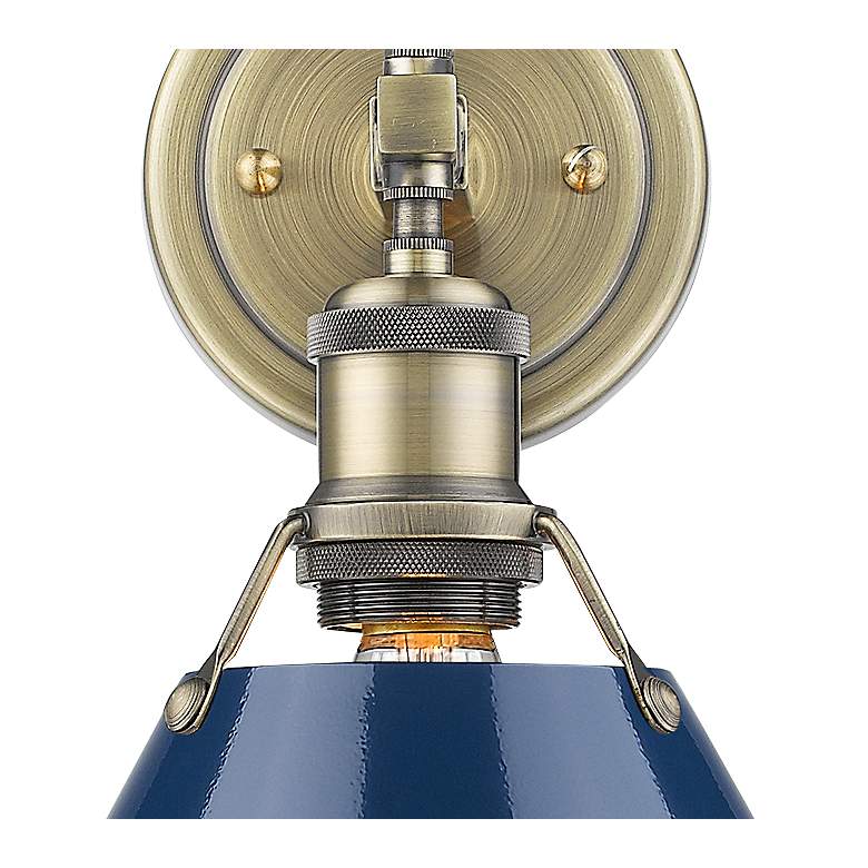 Image 2 Golden Lighting Orwell 10" High Aged Brass Blue Shade Wall Sconce more views