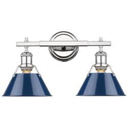 Golden Lighting Orwell 10" High Chrome Navy Blue 2-Light Wall Sconce