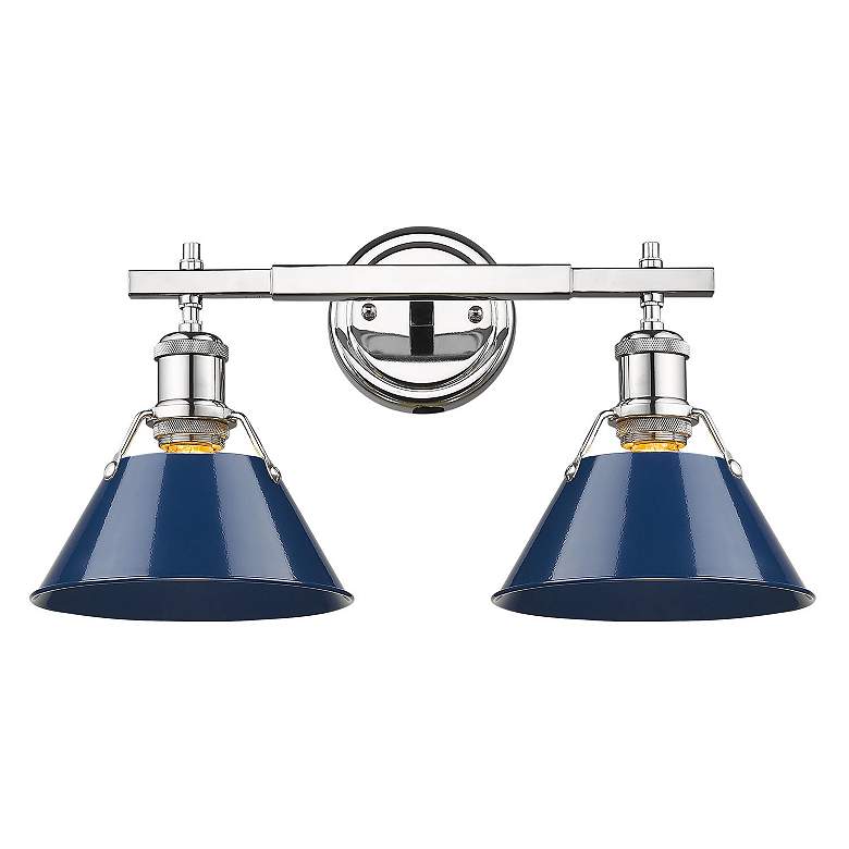 Image 3 Golden Lighting Orwell 10" High Chrome Navy Blue 2-Light Wall Sconce more views