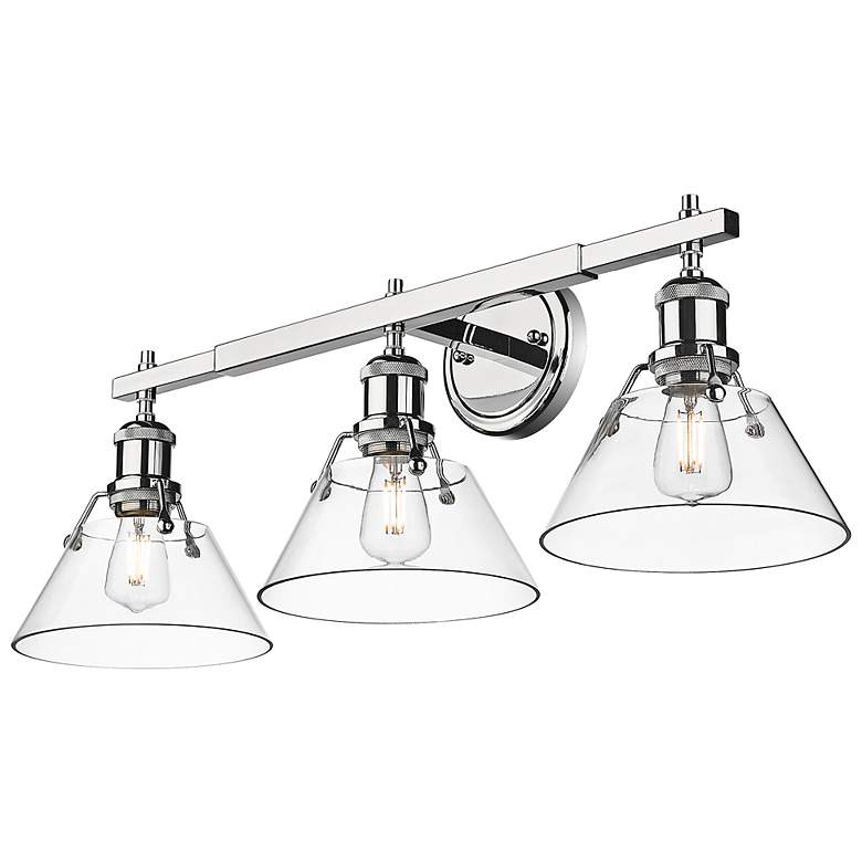 Image 7 Golden Lighting Orwell 27 1/4" Chrome Clear Glass 3-Light Bath Light more views