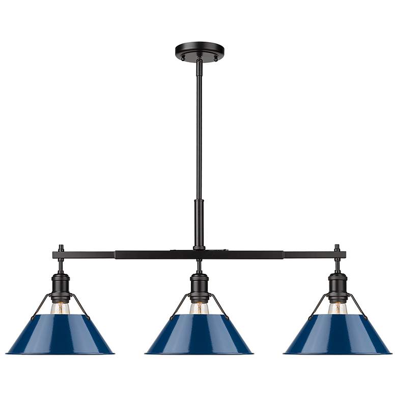 Image 1 Golden Lighting Orwell 35 3/4" Matte Black and Navy Linear Pendant