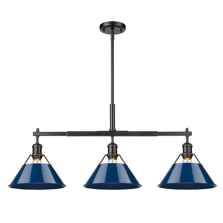 Image 2 Golden Lighting Orwell 35 3/4" Matte Black and Navy Linear Pendant more views