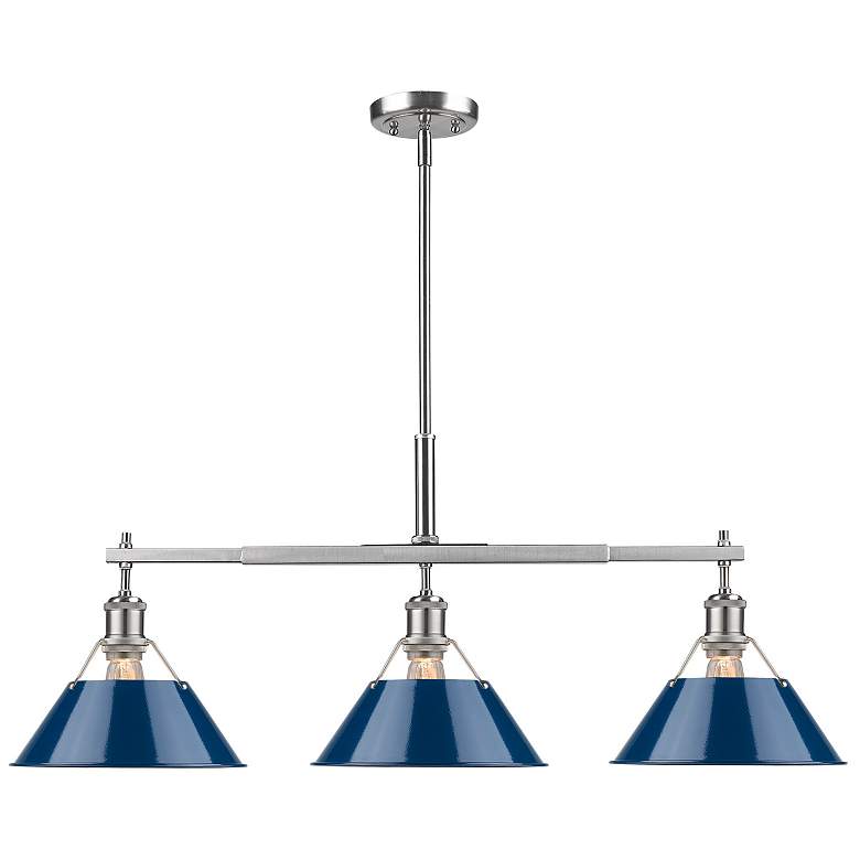Image 1 Golden Lighting Orwell 35 3/4" Pewter and Navy Blue Linear Pendant
